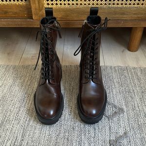 Zara Lug Sole Boots in Oxblood